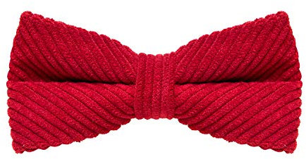 MASADA Herren Cord-Fliege rot im Retro-Look vorgebunden, stufenlos verstellbar, handgefertigt mit Hakenverschluss - 12 x 6 cm