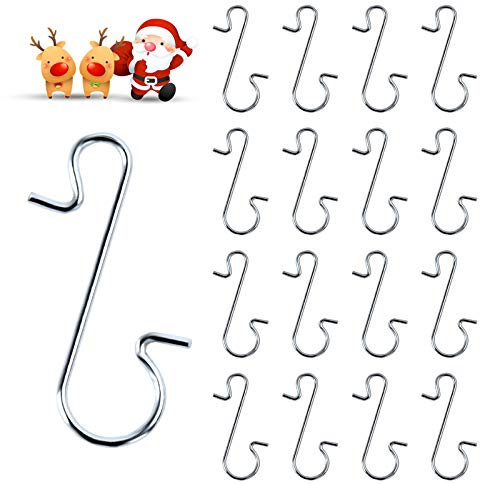 EKKONG 100 ganci per palline di Natale, ganci per ornamenti natalizi, ganci in metallo a forma di S, ganci per albero di Natale, per appendere decorazioni per albero di Natale (argento, 100 pezzi)