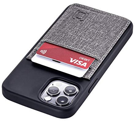 Dockem Custodia a Portafoglio per iPhone 12 e 12 Pro: Sottile Porta Carte di Credito con Piastra Metallica Integrata per Supporto Magnetico: Serie M [6.1 Luxe M2T, Nero e Grigio]