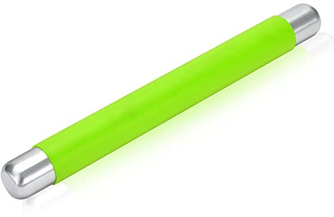 Remeel Silicone Rolling Pin Non Stick Surface for Baking Pie Crust, Cookie, Pastry, Fondant, Internal Steel Dough Roller 13.8 X 1.5 Inches (Green)