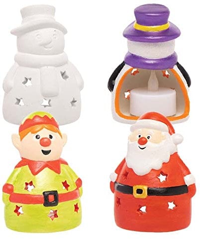 Baker Ross FC257 Weihnachts Keramik Teelichthalter - 3er Pack, Teelichter für Kinder zum Dekorieren und Präsentieren, Ideales Bastelprojekt für Kinder