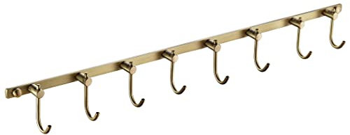 WINCASE Antike Messinghaken, 8 Haken, Wandmontage, Vintage-Stil, gebürstetes Messing, Badezimmer-Reihenhaken, rustikale Handtücher, Mäntel, Haken