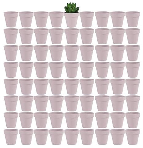 Yishang 72 Stück kleine rosa Mini-Töpfe, 6,3 cm, Terrakotta-Topf, Ton-Keramik-Pflanzgefäß, Kaktusblumen, Terrakotta-Töpfe, Sukkulenten, Kinderzimmertöpfe, mit Drainageloch, ideal für Bastelarbeiten,