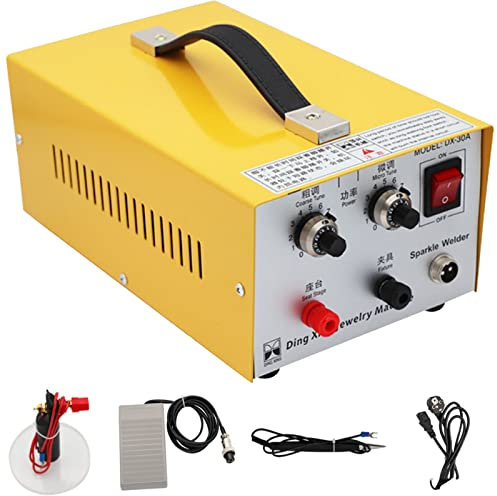Saldatrice Laser Portatile,300w 30A/50A Saldatrice Punti Regolabile Impulsi Saldatore per Gioielli,Strumenti Artigianali per Metallo,Argento,Platino,Riparazione di Gioielli,Yellow-30A