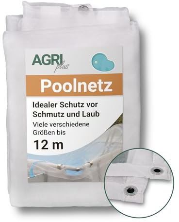 AGRI plus Poolnetz mit Ösen I 4 x 4 m I Verschiedene Maße I Engmaschiges Netz 0,8 x 0,8 mm I Abdeckung für Pool I Schutznetz mit Randverstärkung I Abdecknetz UV-stabil & wasserdurchlässig