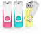 KEXIN USB-Stick 2.0, 128 GB, drehbar, externer Datenspeicherstick mit LED-Licht für PC, Laptop, Tablet (128 GB, 3 Farben: Rosa, Gelb, Cyan), 3 Stück