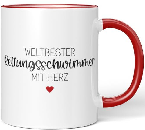 JUNIWORDS Tasse, Weltbester Rettungsschwimmer, Rot (6695849)