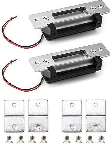QWORK Electric Door Strike Lock, 12VDC, Fail-Safe/Fail-Secure, Heavy Duty Power Door Crash Lock for Access Control System, 2 Pack