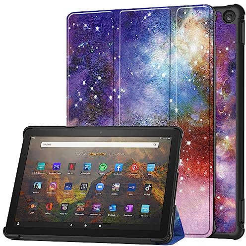 YBROY Hülle für Amazon Fire HD 10 2023 Tablette, Ultra Dünn mit Auto aufwachen/Schlaf Funktion Standfunktion Case, PU Leder Schutzhülle für Amazon Fire HD 10 2023.(Galaxis)
