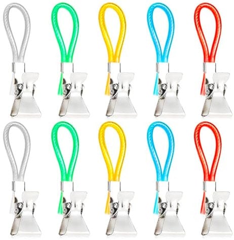 CUIDAKJ 10 Stück Handtuchklammern,Aufhänger für Handtücher,Handtuchaufhänger Clip,Handtuch Klammer,Handtuch Clips zum Aufhängen,Handtuchclips Aufhänger,Haken für Handtücher Klammer-5 Farben