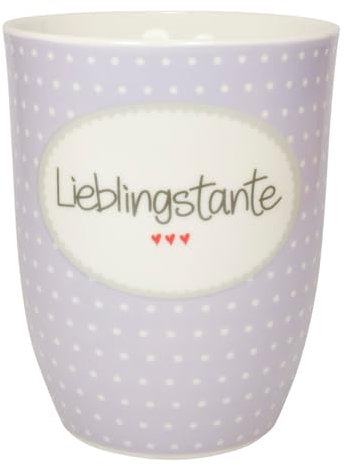 Mea-Living Tasse mit Henkel LIEBLINGSTANTE lila, 500ml, Becher mit Spruch, Geschenkidee für Tante, Spruchtasse