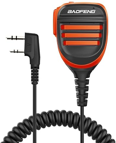 BAOFENG BF-F8HP - Microfono altoparlante doppio PTT Handheld Mic impermeabile aggiornamento del microfono originale BF per radio GMRS Ham 2Pin K arancione compatibile con UV-K5 UV-82 UV-S9 Plus UV-17R