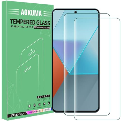 AOKUMA Protector de Pantalla para Xiaomi Redmi Note 13 Pro/POCO X6 5G, [2 Unidades] Cristal Templado para Redmi Note 13 Pro 5G Fácil Instalación, Vidrio templado 9H, Sin Burbujas, Alta Definicion