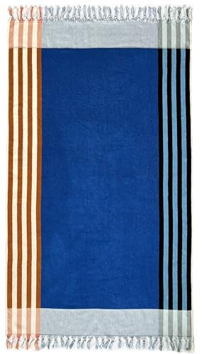 Lincoln & Palm Übergroßes türkisches Designer-Strandtuch, luxuriös, garngefärbt, wendbar, Quasten, 70 x 40, 100 % ägäische Baumwolle, 550 g/m², 1 Stück