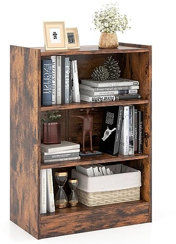 GIANTEX Bücherregal mit 3 Fächern, Offenes Standregal mit 18-stufig verstellbaren Regalen, Holzregal Würfelregal mit Kippschutzvorrichtung, Holz-Regaleinheit für Wohnzimmer Arbeitszimmer, 50x30x75 cm