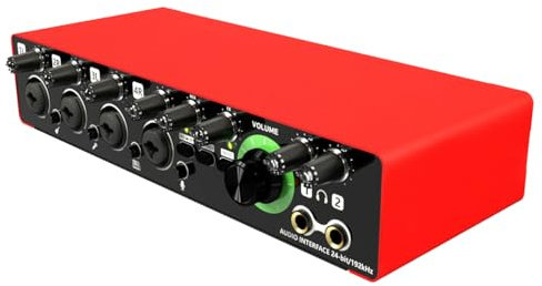 Desikixudy -MD44 Scheda audio per microfono professionale a 24 bit 192 KHz Interfaccia audio a 4 vie per la registrazione di Podcast Strumento Musicale Facile da Usare -B