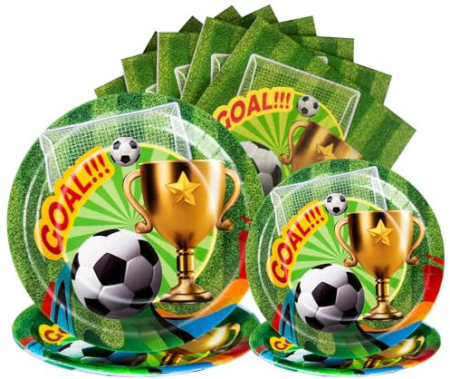 hpnparty fußball Partygeschirr fussball Geburtstag Deko Set für 25 Gäste, 75 Stück fußball pappteller Geburtstagsdeko fussball Kindergeburtstag Junge Party set