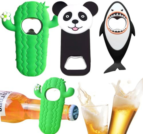 Mengger Abridor De Botellas, 3 Piezas Abrebotellas Magnético Abridor Cerveza Divertidos Sacacorchos Portátil Abridor De Cerveza Abridor De Tiburones Abre De Botellas En Forma De Dibujos Animados Lindo