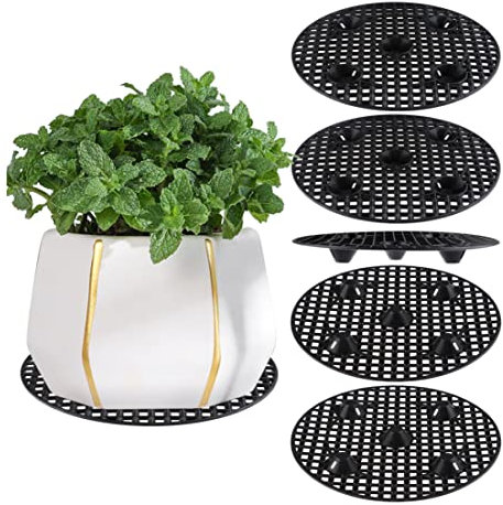 BEAHING plant pot elevator6Pcs Plant Level Pot Elevator Round Plant Flower Pot Stand Heavy Duty Plant Holder Plastic Plant Risers for Garden Deck 30 cm / 12 Inch Black