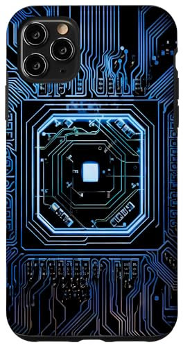 Carcasa para iPhone 11 Pro Max Placa base Microchip Circuito Negro IT Fondo de computadora