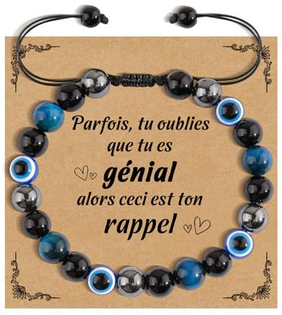 YELUWA Cadeau Homme, Bracelet Homme, Bracelet Mauvais Œil Bracelet Pierre Naturelle Homme, Idee Cadeau Homme Original Bracelet Idee Cadeau Homme Noel Cadeau Pour Homme Cadeau Ado Papa Grand Pere Mari