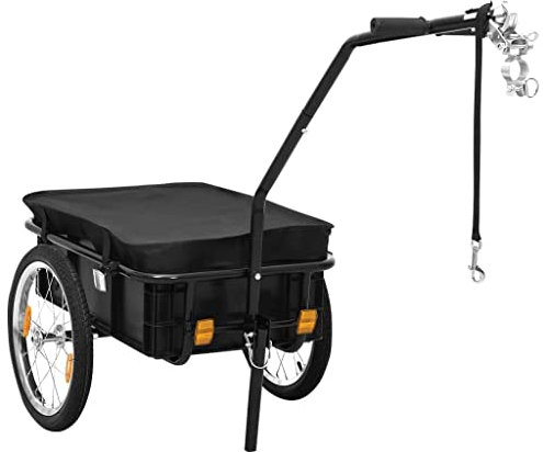 AUVYI 2-in-1 Fahrrad-Lastenanhänger Vielseitige Fahrradanhänger Modern Möbelbau Anhänger für den Transport Schwerer Güter Praktisches Design Robuste und Langlebige Schwarz 155x60x83 cm