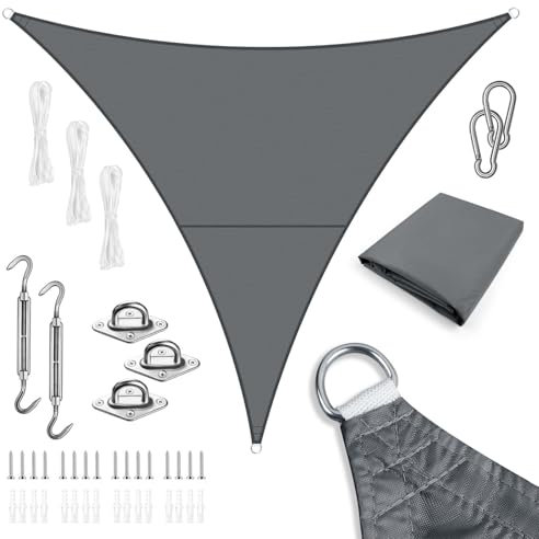 LOVE STORY Toldo Vela de Sombra Triangular 2x2x2m Impermeable Oxford Vela, Incluye Kit Montaje para Toldos Exterior, Resistente al 95% Rayos UV para Terraza Balcon Patio Jardín, Antracita
