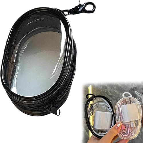 Mobile Phone Charger Organizer Bag, Transparent Data Cable Charger Storage Box, Waterproof Portable Storage Bag for Cable/Cord Storage Charging Cable (Black)