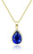 Linawe Saphire Blau Anhänger Kette Halskette, Goldkette Kette Gold Schmucksets für Damen, Diamant Geburtsstein Kristall Kette Kettenanhänger Jewelry, Goldener Schmuck Set