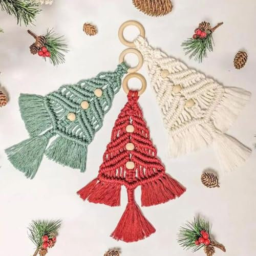 Christmas Tree Macrame Kit, Christmas Macrame Woven Tree DIY Kit, DIY Christmas Macrame Tree Kit for Adults, Macrame Kits Boho Wall Hanging Decor for Christmas Tree Winter New Year Party Supplies