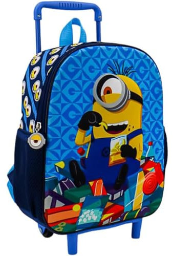 harfenbauer Minions Kinderrucksack auf 2 Rollen mit Trolley (zum ziehen), Rucksack, Urlaubstasche, Kinder Tasche Schulrucksack