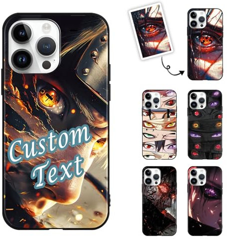 LunarDrift Personalisierte Handyhülle für Apple iPhone 12/12 Pro Hülle '', Case Anime Naruto Uchiha Itachi Sasuke Akatsuki Manga Muster Optionale Foto & Text Custom Schutzhülle TPU Stoßfest für Junge