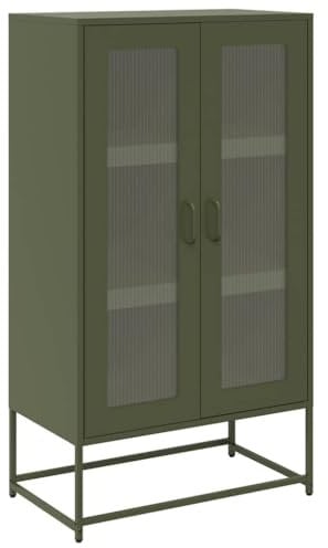 vidaXL Highboard Olivgrün 68x39x123 cm Stahl