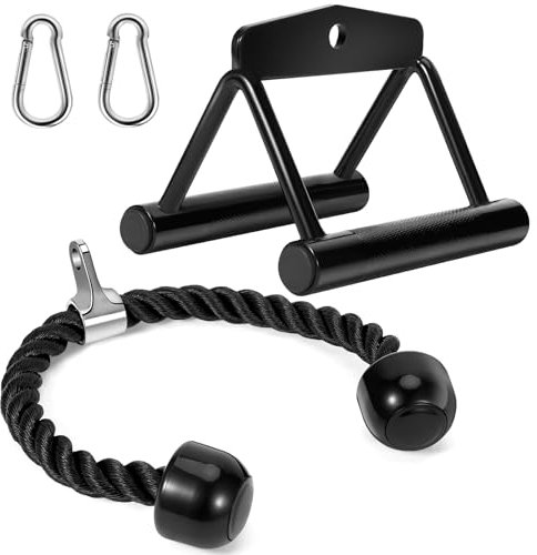 Turakun Cable Machine Attachments Set: 2 Pack LAT Pulldown Attachments Bar for Home Gym Accessories Tricep Rope Double D Handles