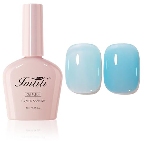Imtiti Jelly Gel Nail Polish, Sheer Jelly Blue Translucent Blue UV/LED Soak Off Gel Polish for DIY Nail Art Manicure and Pedicure at Home (0.34 Fl Oz-975)