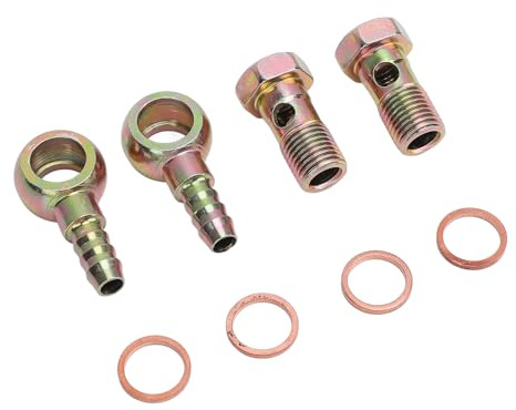M14x1.5mm Water Coolant Banjo Bolt Hose Barb Fittings Kit - Stainless Steel for 9-10mm ID Coolant Hose - Complete 8-Piece Set