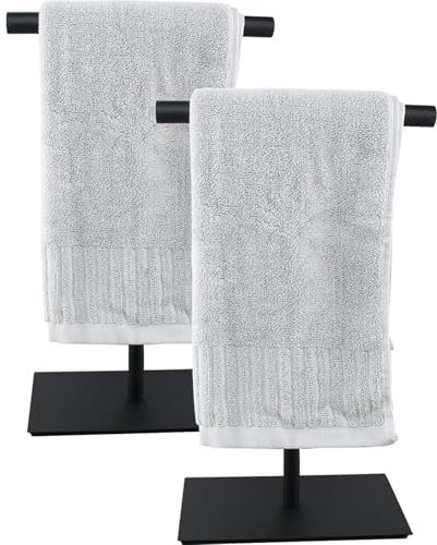 Lot de 2 porte-serviettes en forme de T pour plan de travail - En acier inoxydable - Avec base lourde - Pour cuisine, salle de bain, chambre à coucher - Lavabo