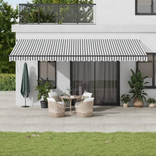 LLEZKBR Automatik einziehbare Markise Anthrazit und Weiß 600x350cm
