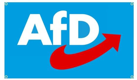 AfD Partei Flagge, Blau mit Rotem Pfeil, Politisches Banner