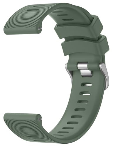 Wanme 20mm Bracelet Compatible avec Garmin Vivoactive 5/Vivoactive 3/Vivomove Sport/Venu Sq 2/Venu/Venu Sq, Classic Stripe Texture Design, Silicone Bracelet pour Forerunner 645/245 (Vert Olive)