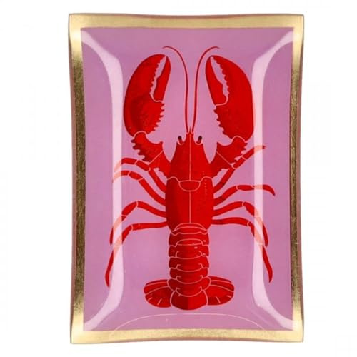Gift Company Love Plates, Glasteller M, Motiv: Hummer, rosa/rot