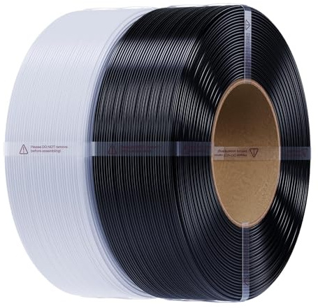 Creality PETG Filament Refill 1.75mm Bundle, Spool-Free for Most 3D Printers, Reusable Spools, High Precision ±0.03mm, Excellent Toughness, Odorless & Moistureproof (Black+White)