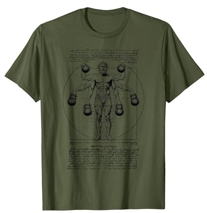 Vitruvian Fitness-Training für Männer Leonardo Da Vinci Kettlebell Lift T-Shirt