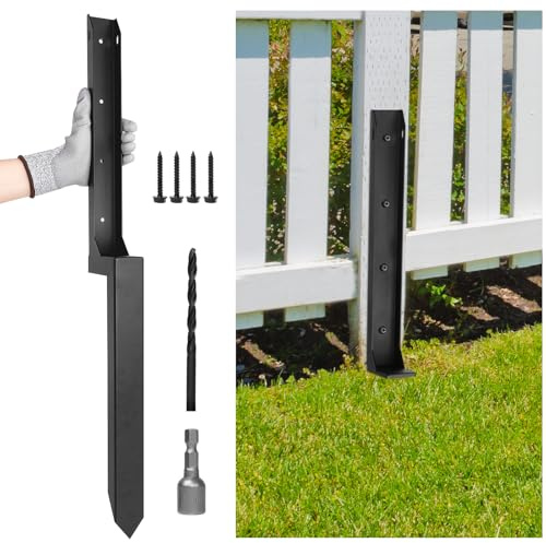 VALKINWORKS 1 Pack Fence Post Repair Kit, Steel Anchor Stakes 4x4/6x6 Posts | Heavy-Duty One-Piece Steel Construction,Includes Multiple Anchors for Fence Reinforcement Projects