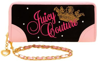 Juicy Couture Damen Geldbörse mit Reißverschluss, groß, (Lakritze/Hot Pink)