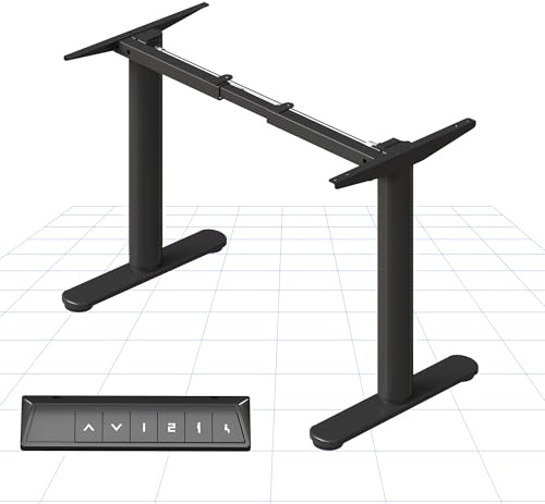 FLEXISPOT CylineX Electric Standing Desk Frame with Round Legs, Height Adjustable Sit-Stand with Memory Control Panel and Anti-Collision System, Black