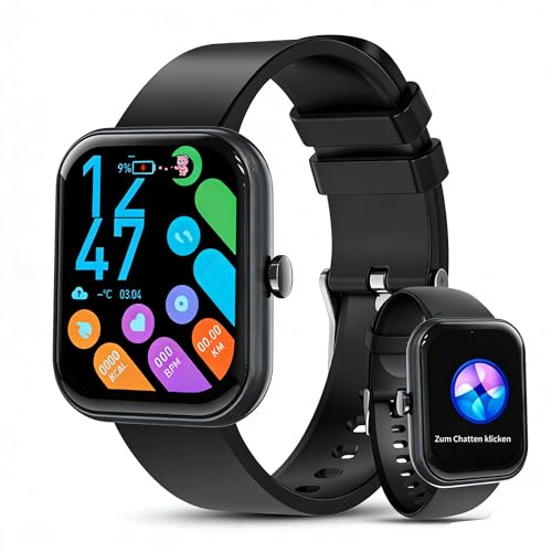 Relxhome AI Smartwatch Herren Damen 1.95 Fitnessuhr mit ChatGPT-AI, Telefonfunktion, 9-Sprachen-Übersetzung, Schlafmonitor, Puls, Schrittzähler, 110+ Sportmodi, IP68 wasserdicht, für Android iOS