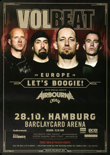 Volbeat - Let`s Boogie, Hamburg 2016 » Konzertplakat/Premium Poster | Live Konzert Veranstaltung | DIN A1 «