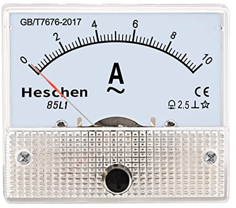 Heschen 85L1-10A - Misuratore di corrente rettangolare a pannello, amperometro, AC 0-10A, classe 2.5, colore: Bianco