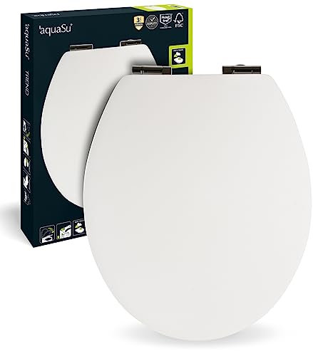 SITZPLATZ WC-Sitz mit Absenkautomatik, Weiß, Soft-Touch Toilettensitz mit Holzkern, Fast-Fix Befestigung, ovale Standard O Form universal, rostfreie Metallscharniere, samtener Soft Touch, 40671 0